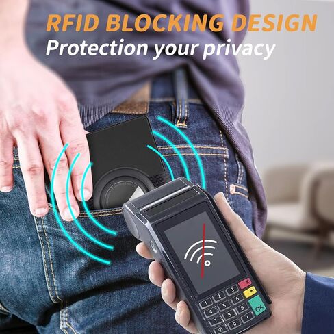 محفظة حامل بطاقات الائتمان T-MFY، محفظة مغناطيسية تحجب RFID مع بطاقة هوائية قابلة للفصل ولوحة توسيع - محفظة جيب أمامية للرجال مع تصميم قفل in Saudi Arabia