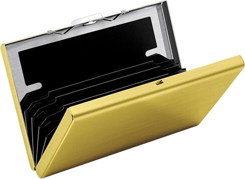 Padike Credit Card Holder Wallet Stainless Steel Credit Card Case Metal ID Card Holder RFID Wallets Business Card Holder for Women or Men(Glossy silver) in Kuwait