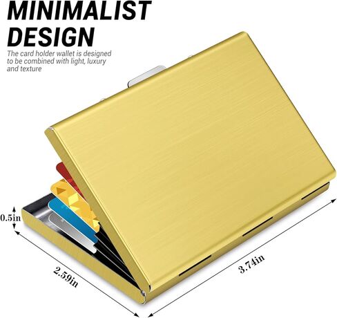 Padike Credit Card Holder Wallet Stainless Steel Credit Card Case Metal ID Card Holder RFID Wallets Business Card Holder for Women or Men(Glossy silver) in Kuwait