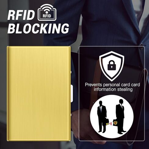 Padike Credit Card Holder Wallet Stainless Steel Credit Card Case Metal ID Card Holder RFID Wallets Business Card Holder for Women or Men(Glossy silver) in Kuwait