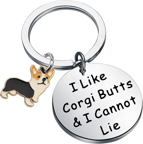 HOLLP Corgi Jewelry Corgi Mom Girls Gift I Like Corgi Butts and I Cannot Lie Keychain Corgi Lovers Gift in Saudi Arabia