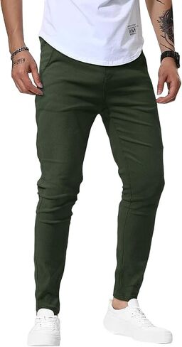 Woenzaia Men's Fashion Slim Fit Dress Pants Stretch Golf Pants Casual Travel Slacks in Saudi Arabia