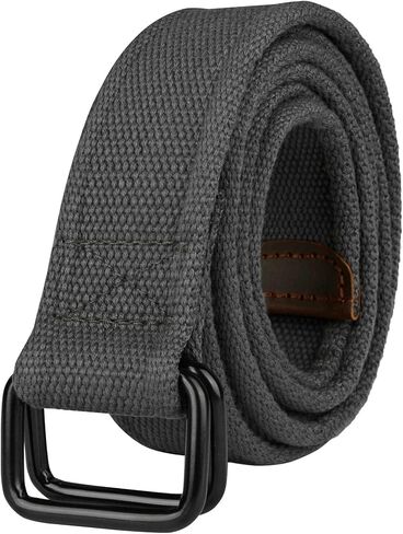 Drizzte Plus Size 39-75'' Long Double Ring Big Mens Canvas Fabric Cloth Belts Black in Saudi Arabia