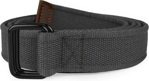 Drizzte Plus Size 39-75'' Long Double Ring Big Mens Canvas Fabric Cloth Belts Black in Saudi Arabia