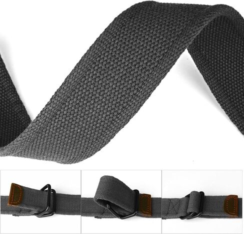 Drizzte Plus Size 39-75'' Long Double Ring Big Mens Canvas Fabric Cloth Belts Black in Saudi Arabia