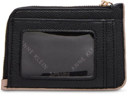 Anne Klein Zip and Go Curved Card Case In Color-Blocked Stone/Black One Size in Kuwait