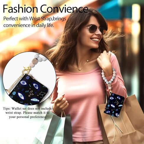 Yonlevres Evil Eyes Credit Card Holder Wallet Women, Small RFID Card Holder Wallet for Women with Keychain Zipper, Leather Mini RFID Blocking Wallets Card Case Accordion Gift in Kuwait