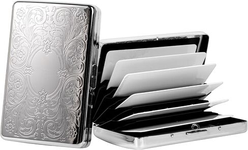 RFID Slim Metal Shielding Credit Card Holder/Protective Sleeve Travel Wallet for Men and Women (Arabesque Black) in Saudi Arabia
