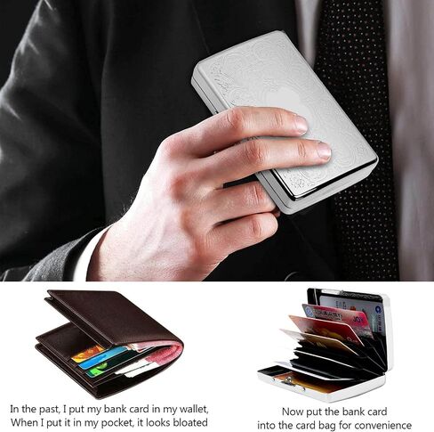 RFID Slim Metal Shielding Credit Card Holder/Protective Sleeve Travel Wallet for Men and Women (Arabesque Black) in Saudi Arabia