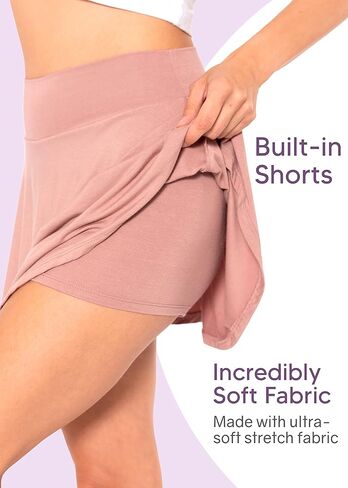 Women's High Waist Skater Skirt with Built in Shorts with and Without Pockets| Small-3X in Kuwait