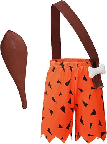 OMFIONES Toddler Kids Caveman Flintstones Costume Historical Stone Age Themed Birthday Outfit Halloween Dress Up Photo Shoot in Kuwait
