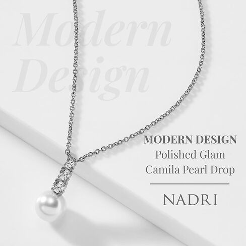 NADRI Pearl Drop Necklace - Necklaces for Women, Pearl Necklace in Gifts for Women With Extender, Small Pearl Necklace in Pearl Jewelry in Saudi Arabia