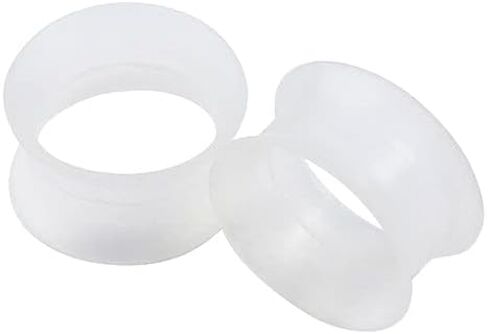 Pair 0G (8MM) CLEAR SILICONE EARSKIN TUNNELS Double Flare Gauges Super Ultra Thin Soft Flexible Flesh Plugs (2pcs) in Saudi Arabia
