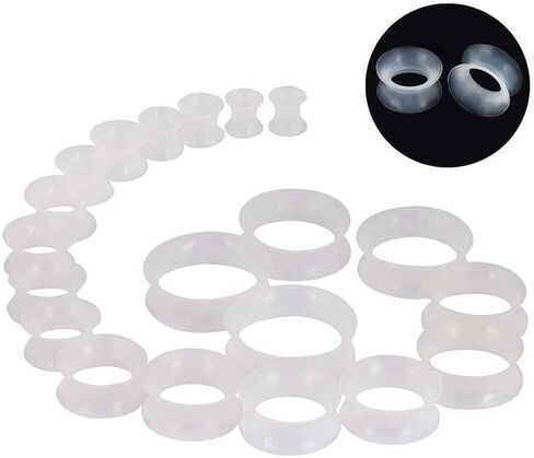 Pair 0G (8MM) CLEAR SILICONE EARSKIN TUNNELS Double Flare Gauges Super Ultra Thin Soft Flexible Flesh Plugs (2pcs) in Saudi Arabia