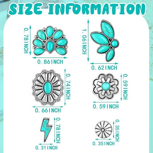 6 Pairs Turquoise Stud Earrings Small Geometric Oval Round Flower Earrings Gemstone Cut Shape Square Studs Turquoise Jewelry in Saudi Arabia