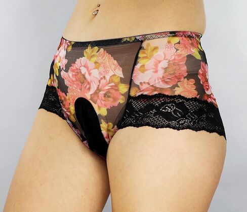 Mona's Choice Flower Pattern Mens Satin Briefs With Ice Silk Pouch/Mens Sissy Panties in Saudi Arabia