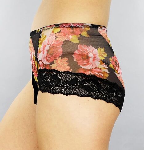 Mona's Choice Flower Pattern Mens Satin Briefs With Ice Silk Pouch/Mens Sissy Panties in Saudi Arabia