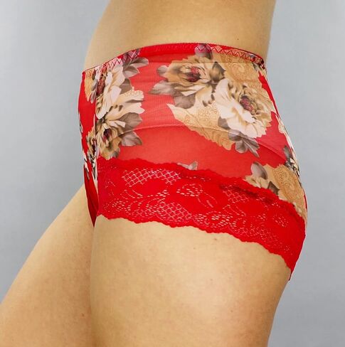 Mona's Choice Flower Pattern Mens Satin Briefs With Ice Silk Pouch/Mens Sissy Panties in Saudi Arabia