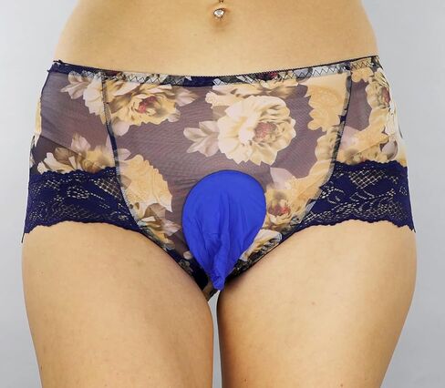 Mona's Choice Flower Pattern Mens Satin Briefs With Ice Silk Pouch/Mens Sissy Panties in Saudi Arabia