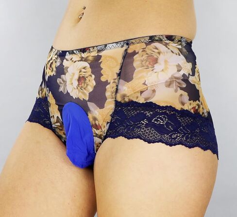 Mona's Choice Flower Pattern Mens Satin Briefs With Ice Silk Pouch/Mens Sissy Panties in Saudi Arabia