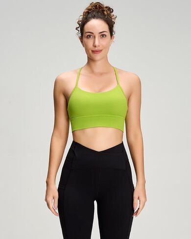 QUEENIEKE حمالات صدر رياضية للنساء على شكل حرف Y مبطنة وقابلة للتنفس وحزام عريض ودعم متوسط ​​لليوجا in Kuwait