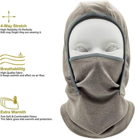 Lifwimner 3 عبوات قناع تزلج بالاكلافا للأطفال مقاوم للرياح لتدفئة الوجه والرقبة للأطفال في الطقس البارد وشاح للرقبة من الصوف وقبعة شتوية in Kuwait