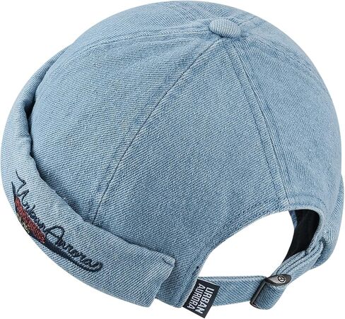 Croogo Denim Docker Hat Fashion Brimless Beanie Hat Retro Worker Skull Cap Rolled Cuff Sailor Cap Hip Hop Dancing Watch Cap in Saudi Arabia