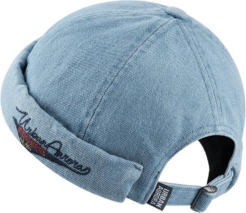 Croogo Denim Docker Hat Fashion Brimless Beanie Hat Retro Worker Skull Cap Rolled Cuff Sailor Cap Hip Hop Dancing Watch Cap in Saudi Arabia