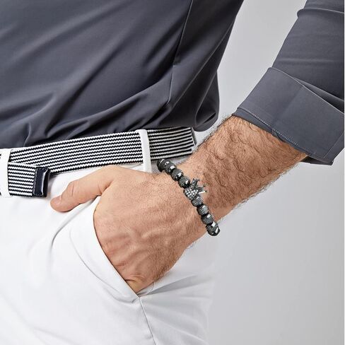 To My Man - Straighten Your Crown Bracelet Gift Set, To My Man Bracelet Adjustable Bead Stainless steel Crown Bracelets Boyfriend Anniversary Birthday Christmas Fathers Gifts for Men in Kuwait