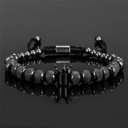 To My Man - Straighten Your Crown Bracelet Gift Set, To My Man Bracelet Adjustable Bead Stainless steel Crown Bracelets Boyfriend Anniversary Birthday Christmas Fathers Gifts for Men in Kuwait