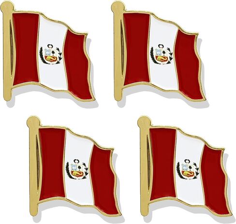 stidsds بيرو العلم دبوس - بيرو أعلام دبابيس طية صدر السترة علم بيرو المينا طية صدر السترة دبوس الرجال النساء دعوى والتلويح شارة معدنية وطنية تذكارية قبعة حقائب الظهر الديكور (4 حزمة) in Saudi Arabia