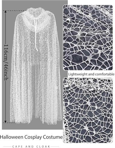 عباءة بغطاء للرأس من EASEDAILY، رداء شبكي أسود بطول كامل، إكسسوارات أزياء الهالوين التنكرية للنساء والفتيات in Kuwait