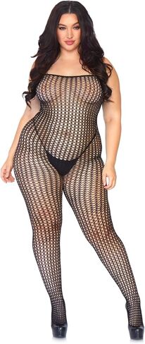 Leg Avenue Women's Crochet Fishnet Spaghetti Strap Crotchless Bodystocking in Saudi Arabia
