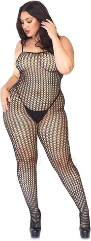 Leg Avenue Women's Crochet Fishnet Spaghetti Strap Crotchless Bodystocking in Saudi Arabia