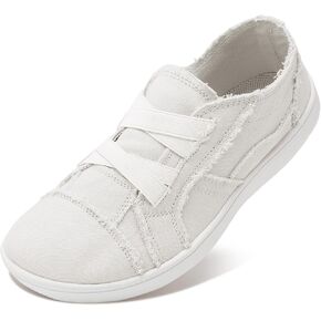 XIHALOOK Women's Canvas Slip-on Shoes Casual Walking Sneakers Wide Toe Barefoot Zero Drop Minimalist Loafer