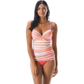Coco Reef Enrapture Bra Sized Wrap Tankini — Molded Underwire Push Up Cups Swim Top