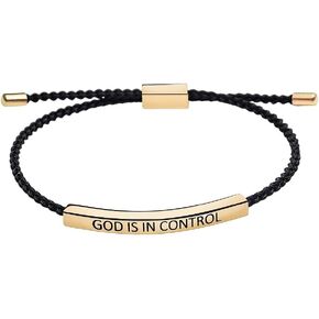 God Is In Control Inspirational Bracelets for Women, Christian Faith Bracelets Handmade Letter Braided Bracelet Adjustable Stainless Steel for Women Girls Christmas/Birthday Gifts Jewelry in Kuwait