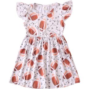 Toddler Girls Dress Causal Flutter Sleeve Ruffle Bottom Dress Summer Clothes