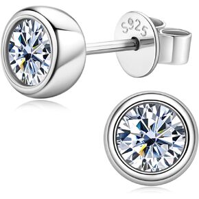 Moissanite Earrings for Women, 925 Sterling Silver 0.5-1ct D Color VVS1 Moissanite Diamond Stud Earrings, Hypoallergenic Earrings Studs for Sensitive Ears New Year Christmas Gifts