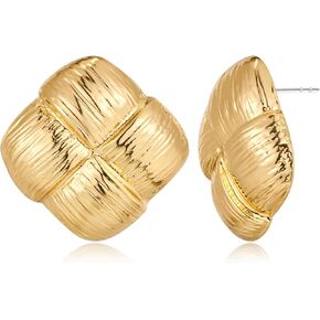 HolidayQbee Gold Texured Stud Earrings Gold Studs Earrings For Women Gold Twisted Stud Earrings Perfect Fashion Jewelry Gift