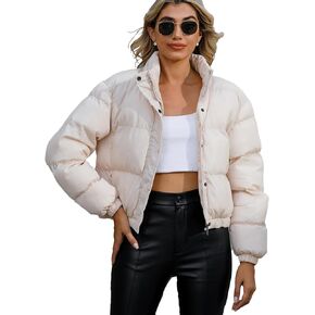 سترات شتوية نسائية من FHQueen معطف اسكواش خفيف الوزن مبطن بسحاب من الصوف للأسفل ملابس خارجية قصيرة منفوخة in Kuwait