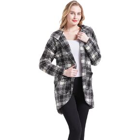Plush One-Button Lounging Jacket with Hood and Patch pockets