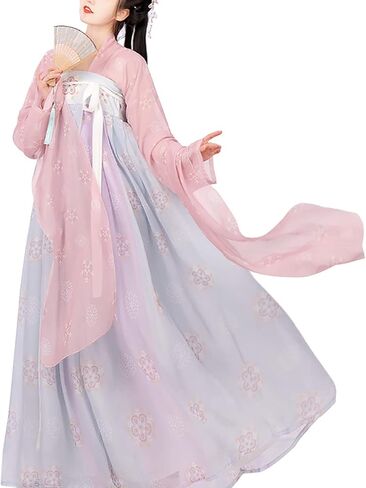 Women's Chinese Hanfu Qixiong Ruqun Sheer Top Tube Dress Outfit Tang Dynasty Traditional Costume in Saudi Arabia