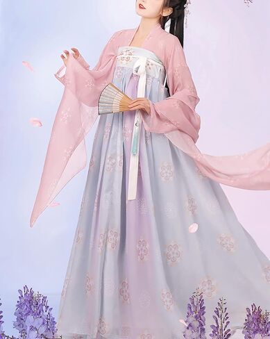 Women's Chinese Hanfu Qixiong Ruqun Sheer Top Tube Dress Outfit Tang Dynasty Traditional Costume in Saudi Arabia