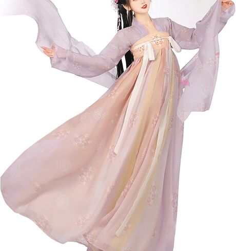 Women's Chinese Hanfu Qixiong Ruqun Sheer Top Tube Dress Outfit Tang Dynasty Traditional Costume in Saudi Arabia