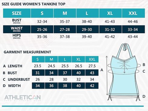 Athletican Women's Hypoallergenic Latex-Free Halter Tankini Top in Kuwait