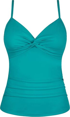 قمصان Firpearl Tankini للنساء بدلة استحمام أمامية ملفوفة علوية مكشكشة للتحكم في البطن in Kuwait