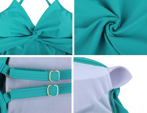 قمصان Firpearl Tankini للنساء بدلة استحمام أمامية ملفوفة علوية مكشكشة للتحكم في البطن in Kuwait
