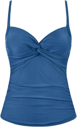 قمصان Firpearl Tankini للنساء بدلة استحمام أمامية ملفوفة علوية مكشكشة للتحكم في البطن in Kuwait