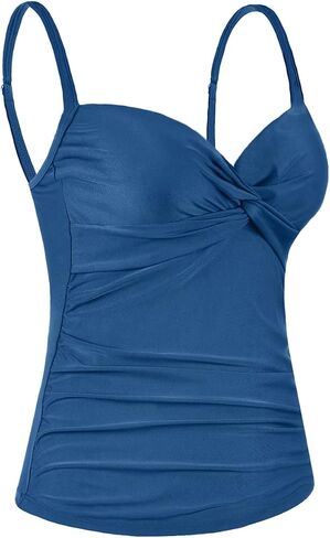 قمصان Firpearl Tankini للنساء بدلة استحمام أمامية ملفوفة علوية مكشكشة للتحكم في البطن in Kuwait
